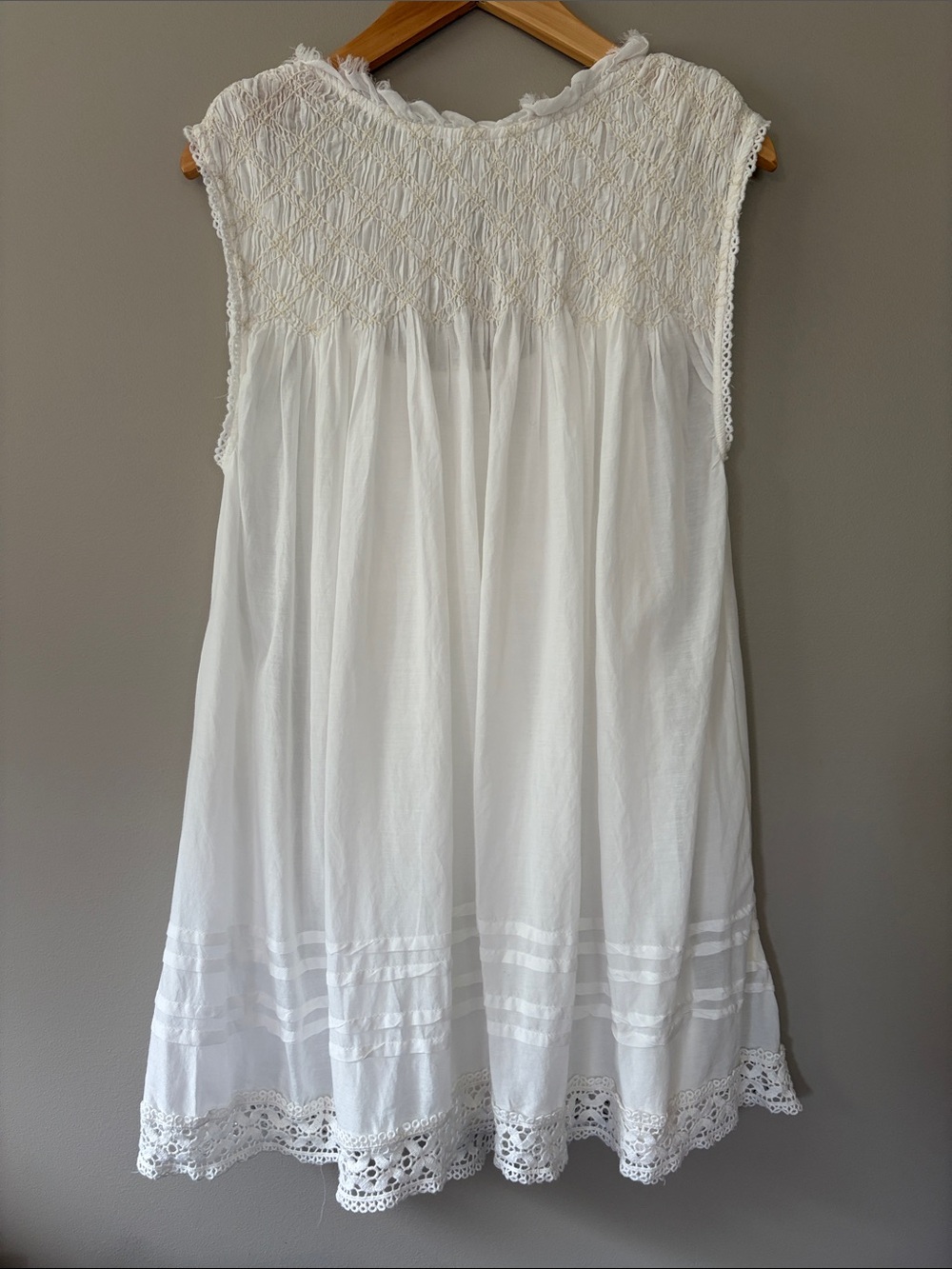 Free People Shea Solid Mini Dress Small White Cotton Boho Prairie Chic